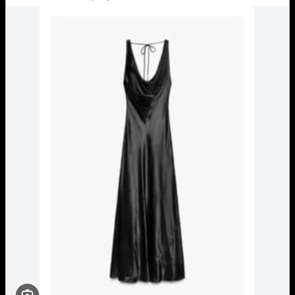 Zara Black Backless Satin Dress